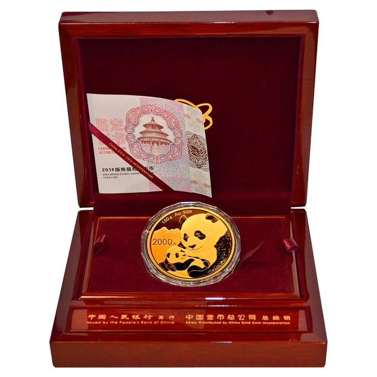Gold China Panda 150 g PF - 2019 in the original coin case