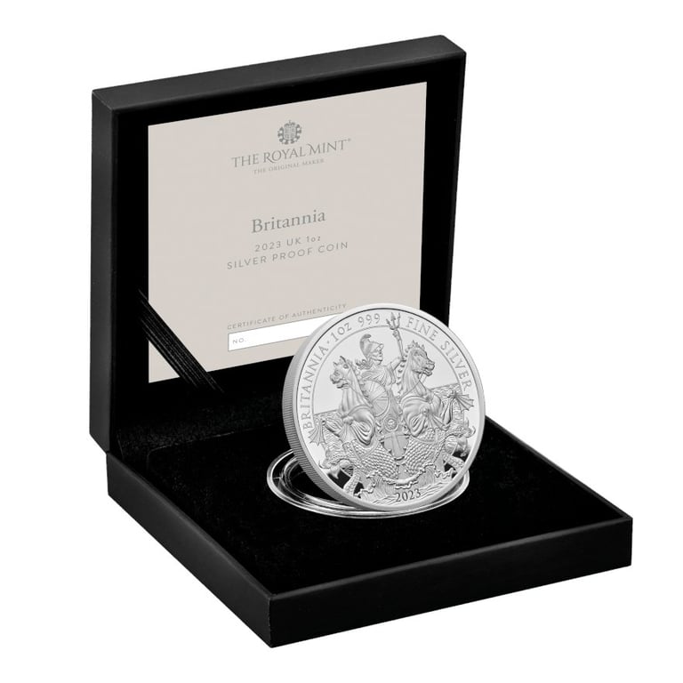 Silver Britannia 1 oz PF - 2023 in the original coin case
