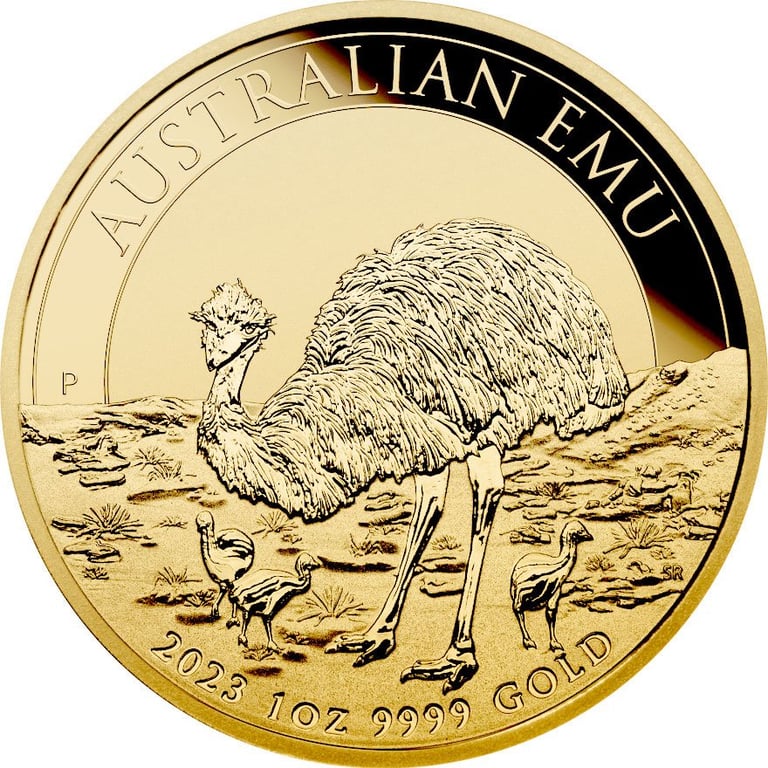Front of the Gold Emu 1 oz - 2023