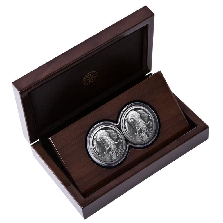 Silver Elephant Big Five Series II - 2 x 1 oz PF set double capsule in the original coin case