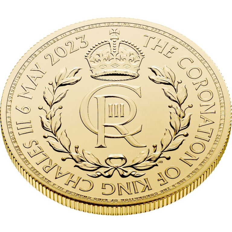Side view of the Gold King Charles III - Krönung 1 oz - The Royal Mint 2023