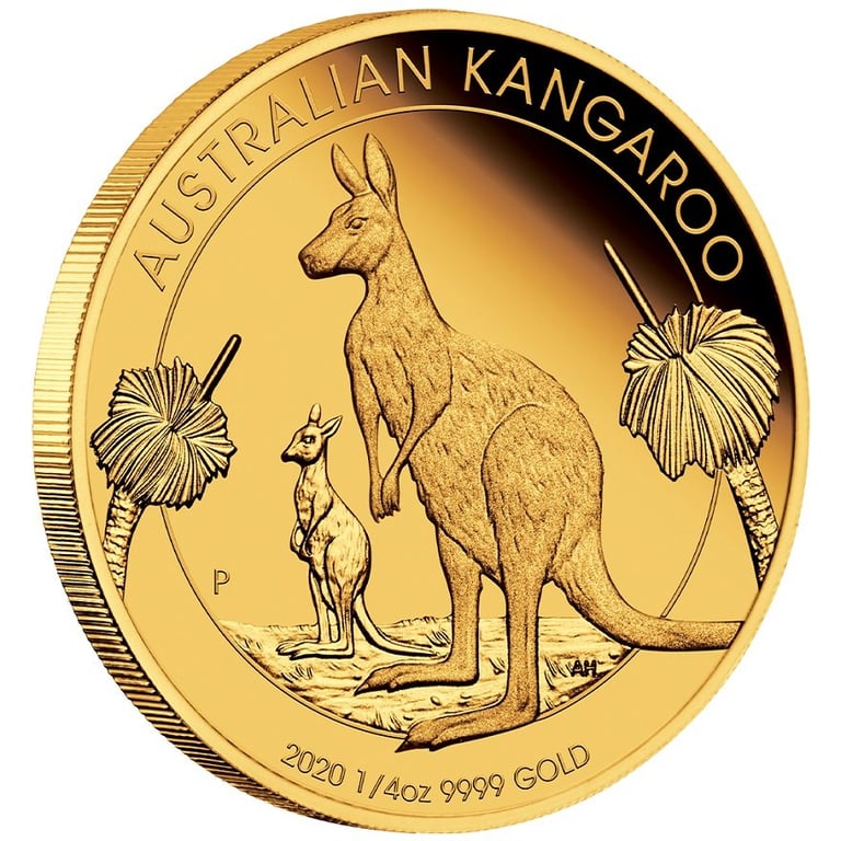 Side view of the Gold Kangaroo 1/4 oz PF - 2020