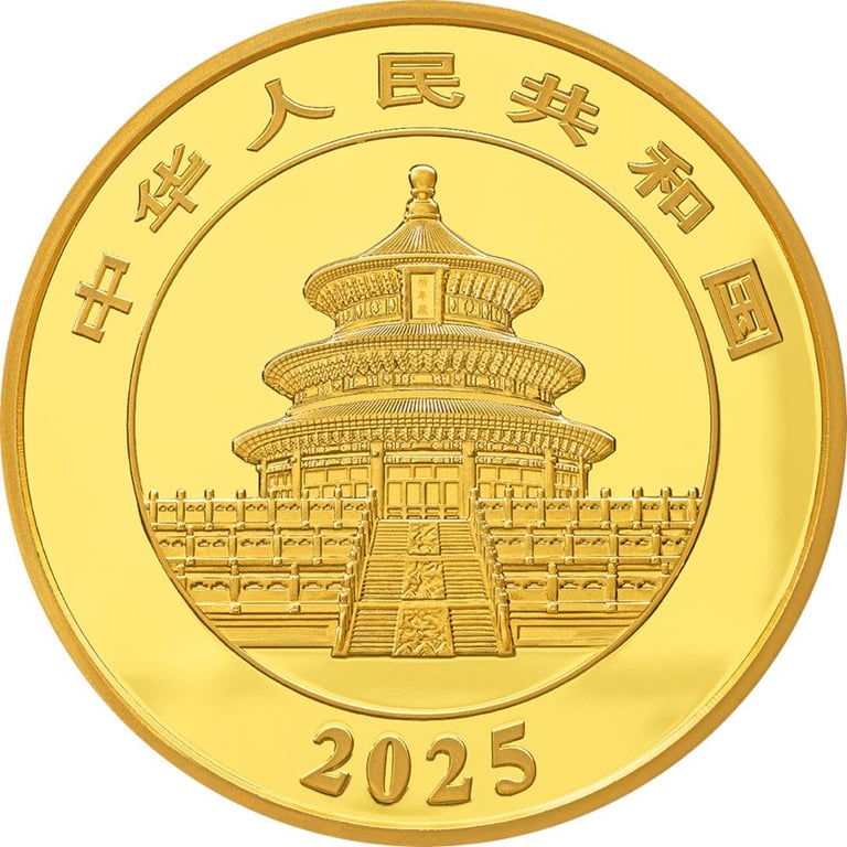 Back of the Gold China Panda 50 g PF - Iridescent 2025