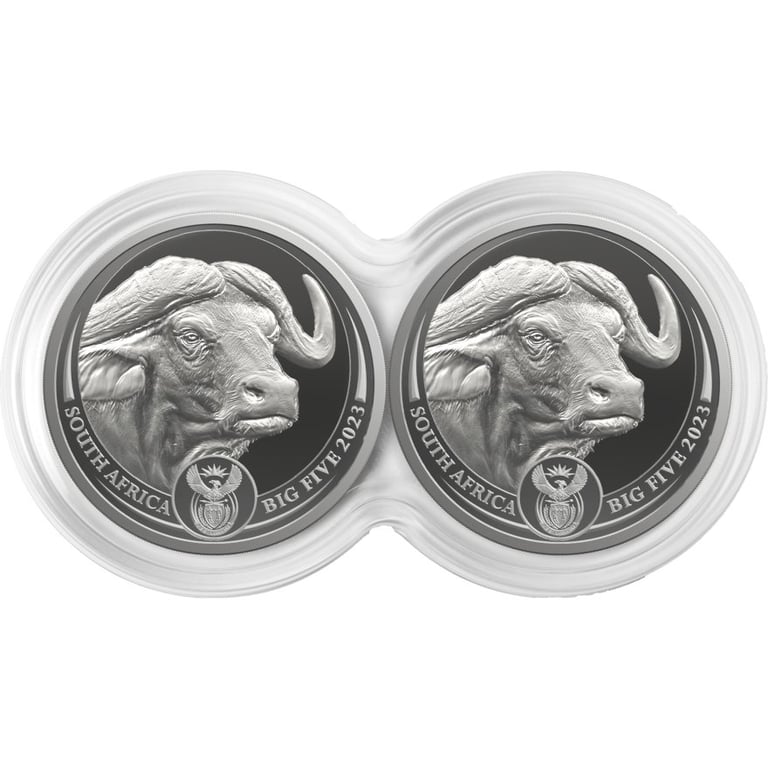Front of the Silver Buffalo Big Five Series II - 2 x 1 oz PF Set Double Capsule