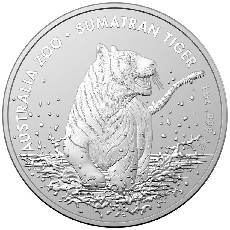 Front of the Silver Australia Zoo 1 oz - Sumatran Tiger - RAM 2020
