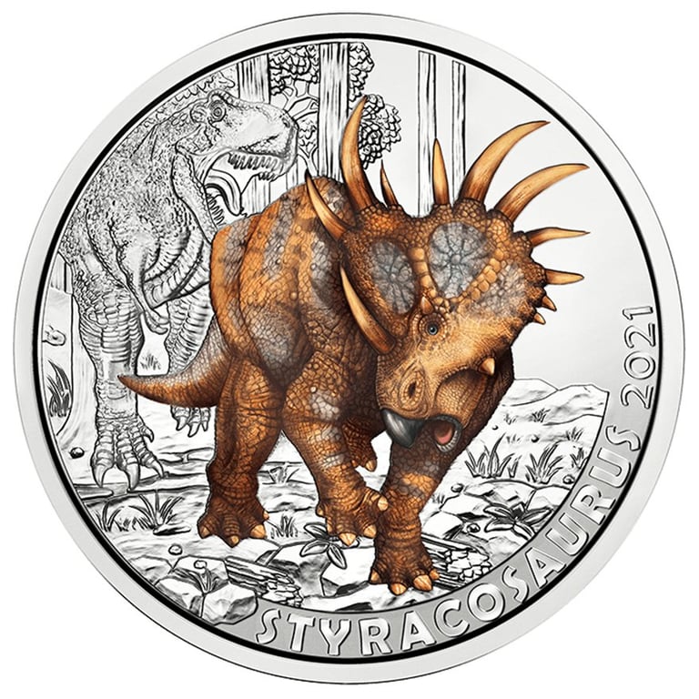 Front of the CuNi Super Dinosaur “Styracosaurus Albertensis” 3 EUR UN - 2021