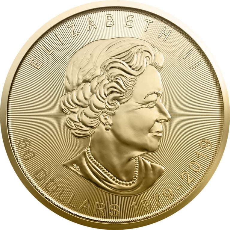 Back of the Gold Maple Leaf 1 oz - 40th Anniversary 2019