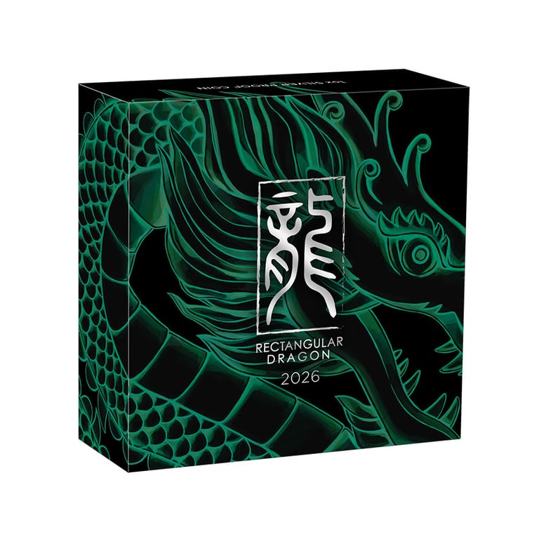 Box of Silver Dragon Rectangular Coin 1 oz Proof - 2026