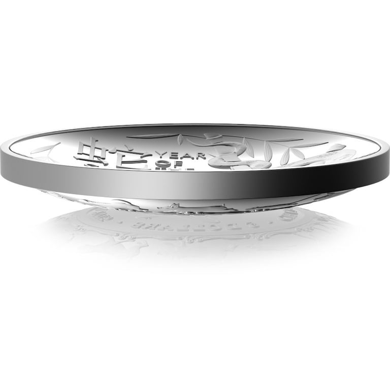 Side view of the Silver Lunar Snake 1 oz PF domed coin - RAM 2025
