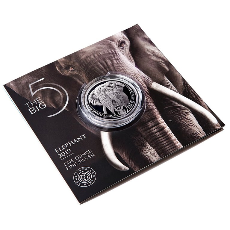 Silver Elephant 1 oz - Big Five Series I - 2019 in the original coin case