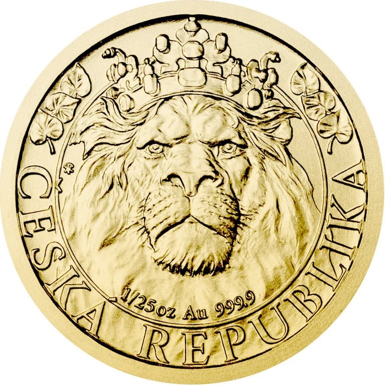 Front of the Gold Czech Lion 1/25 oz - 2022