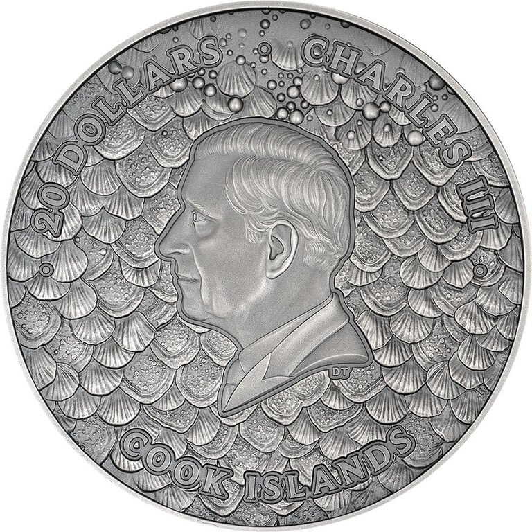 Back of the Silver Underwater Fantasy – Sea Monster 3 oz - Antique Finish 2025