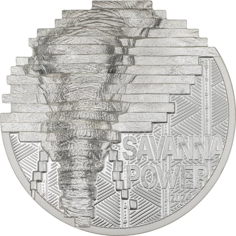 Front of the Silver Reconstruction Elephant 2 oz - Ultra High Relief - 2024