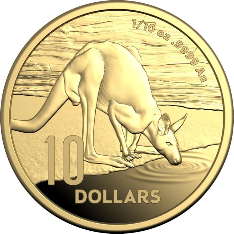 Front of the Gold Kangaroo - Desert Life 1/10 oz PF - RAM 2024