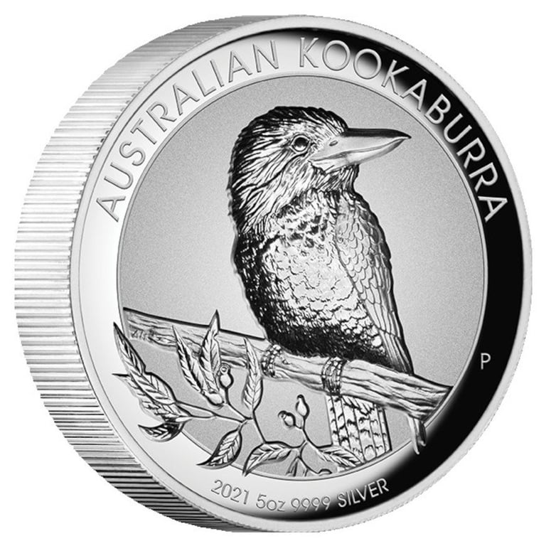 Side view of the Silver Kookaburra 5 oz PF - Incuse 2021
