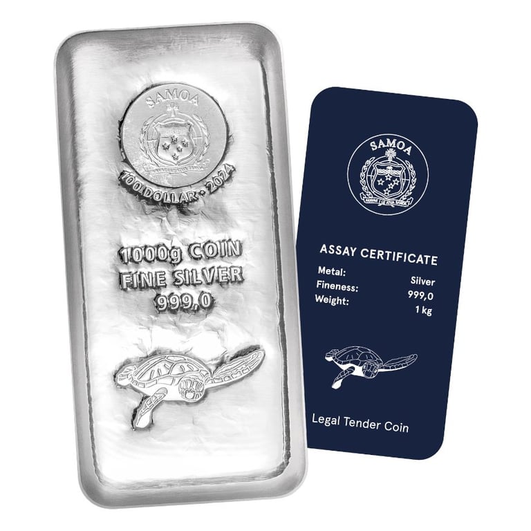 Front of the Silver Samoa Coin Bar 1000 g - 2024