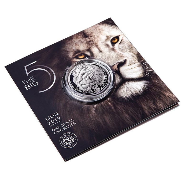 Silver Lion 1 oz - Big Five South Africa in the original coin case
