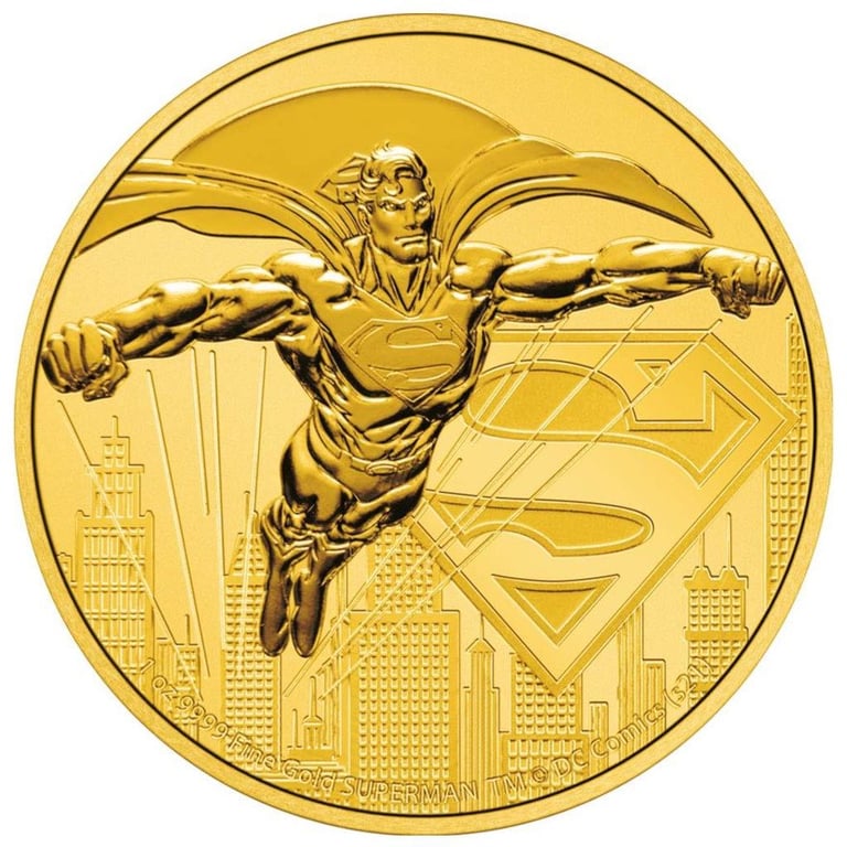 Front of the Gold Superman 1 oz - 2021
