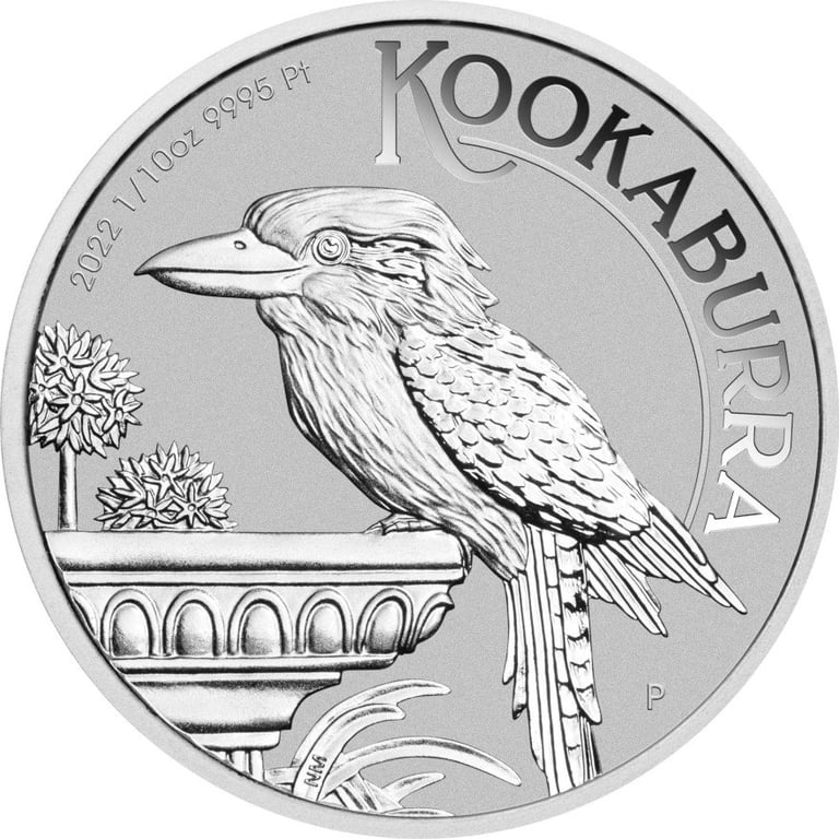 Front of the Platinum Kookaburra 1/10 oz - 2022