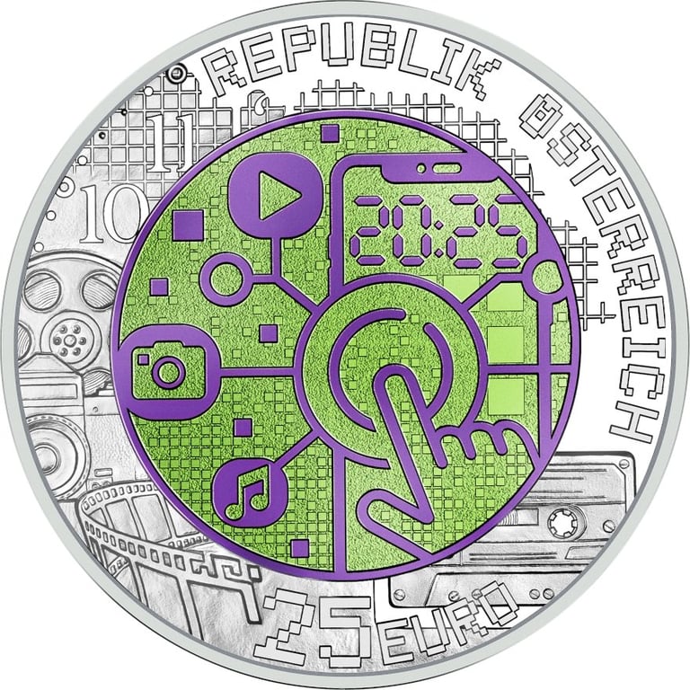 Front of the Silver Niobium Coin ""Digitalization"" 25 EUR su AUT - 2025