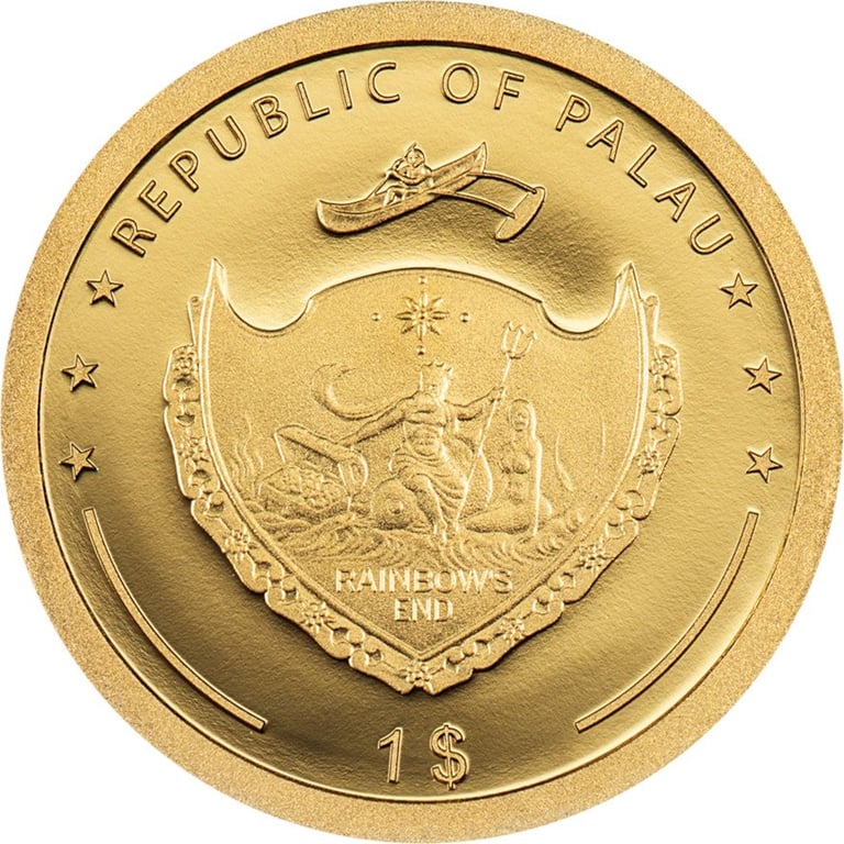 Back of the Gold cloverleaf 1 g Palau PF - 2025