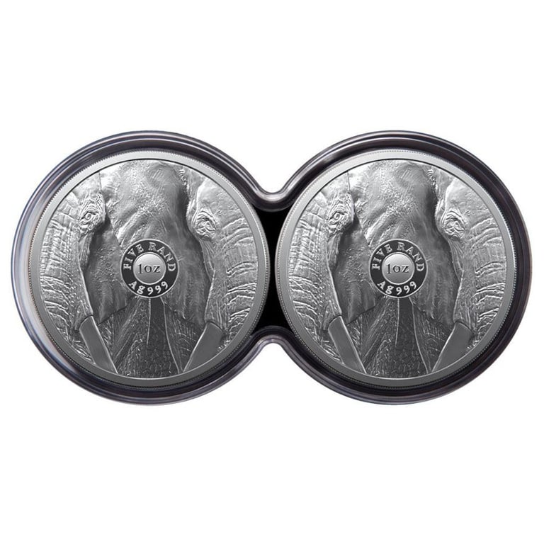 Back of the Silver Elephant Big Five Series II - 2 x 1 oz PF set double capsule