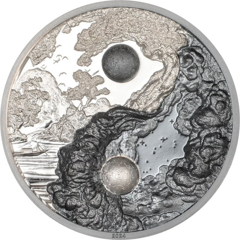 Front of the Silver Yin and Yang 1 oz - Ultra High Relief - 2024