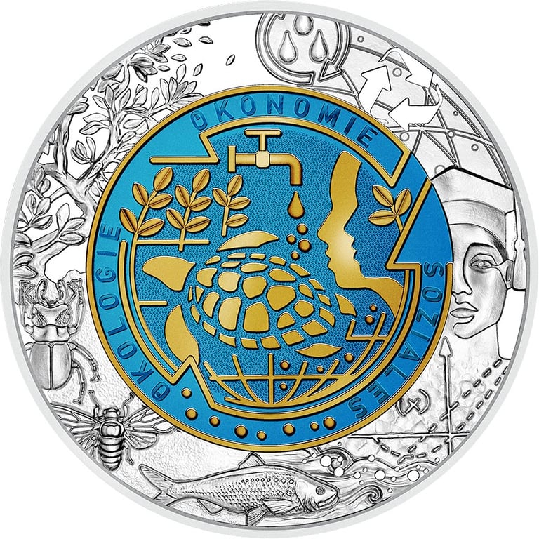 Back of the Silver Niobium Coin “Global Warming” 25 EUR SU AUT - 2023