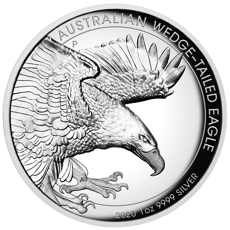 Front of the Silver Wedge Tailed Eagle 1 oz PF - High Relief 2020