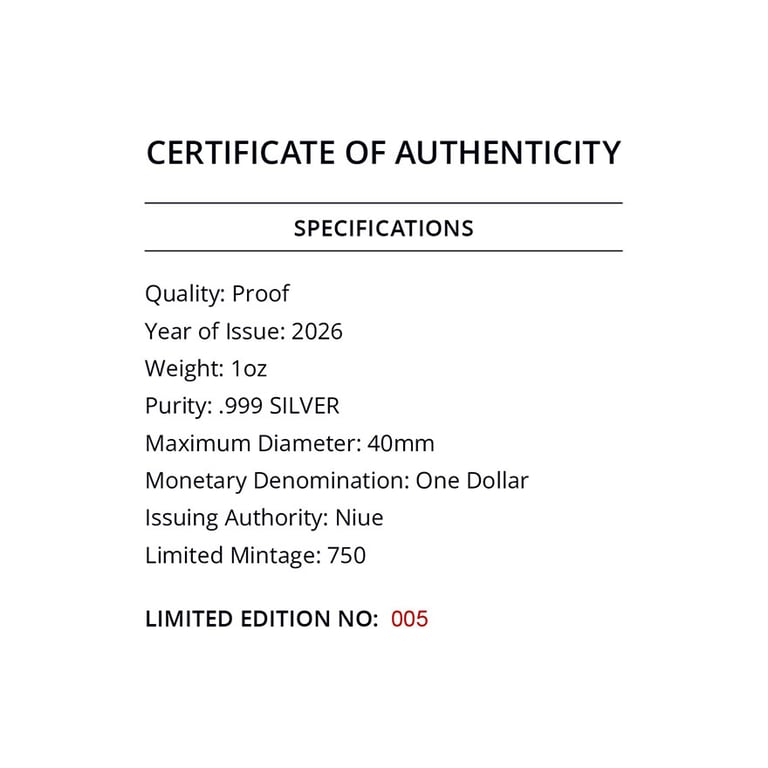 COA of Silver Fairy-Wren 1 oz Proof - 2026