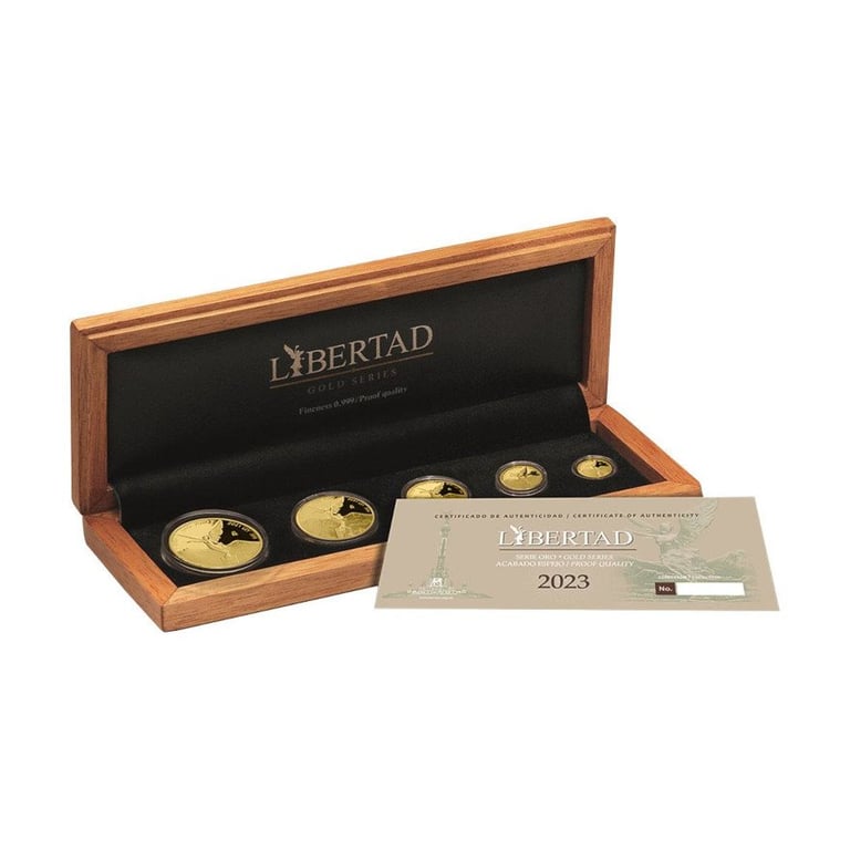 Front of the Gold Mexico Libertad - 5 Value Set - PF 2023