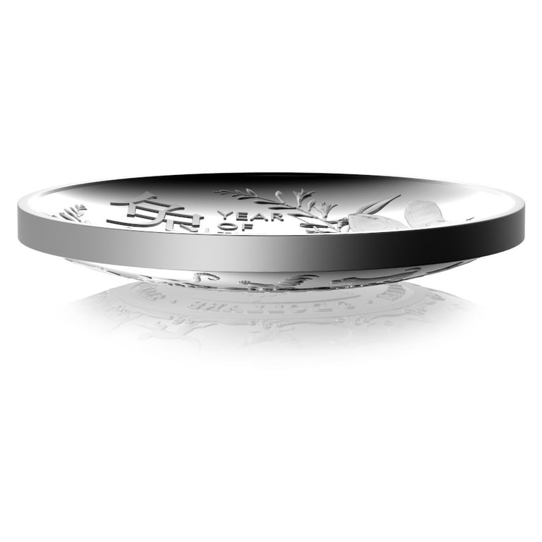 Side view of the Silver Lunar Hare 1 oz PF domed coin - RAM 2023