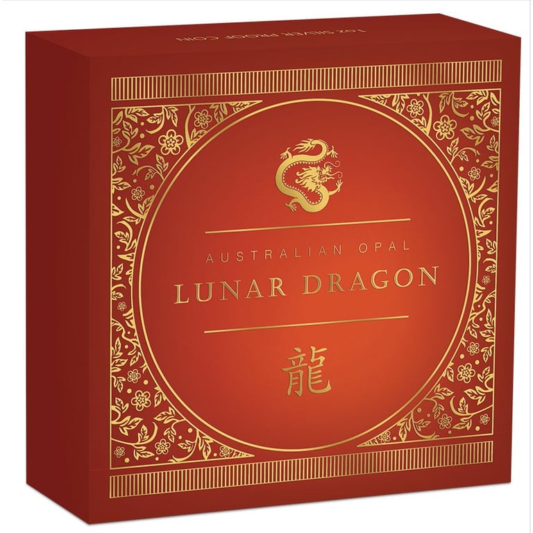 Original coin case of the Silver Opal Series 1 oz PF - Year of the Dragon 2024