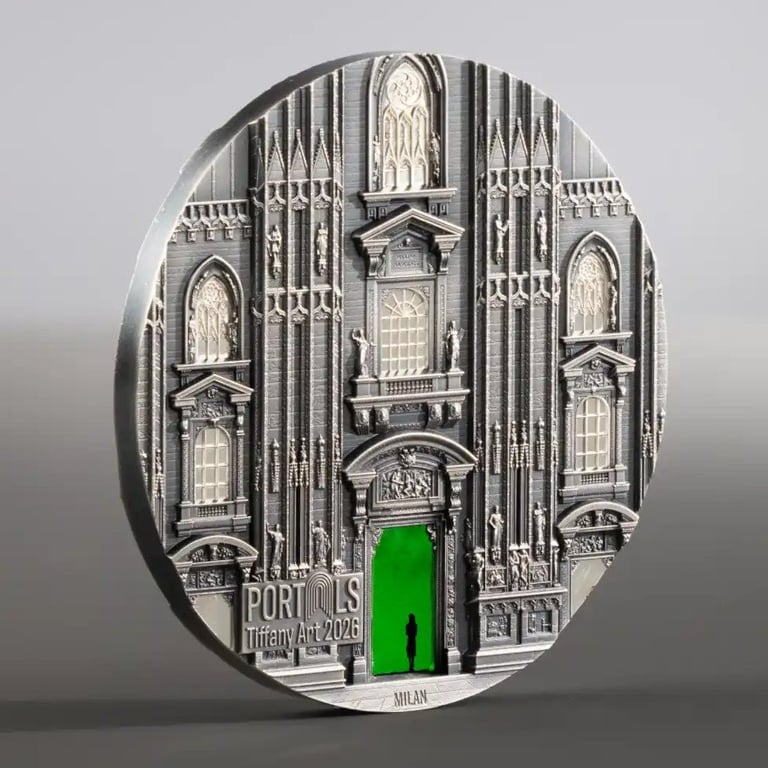 Side view of the Silver Tiffany Art Portals Milan & Prague 3 oz 2026