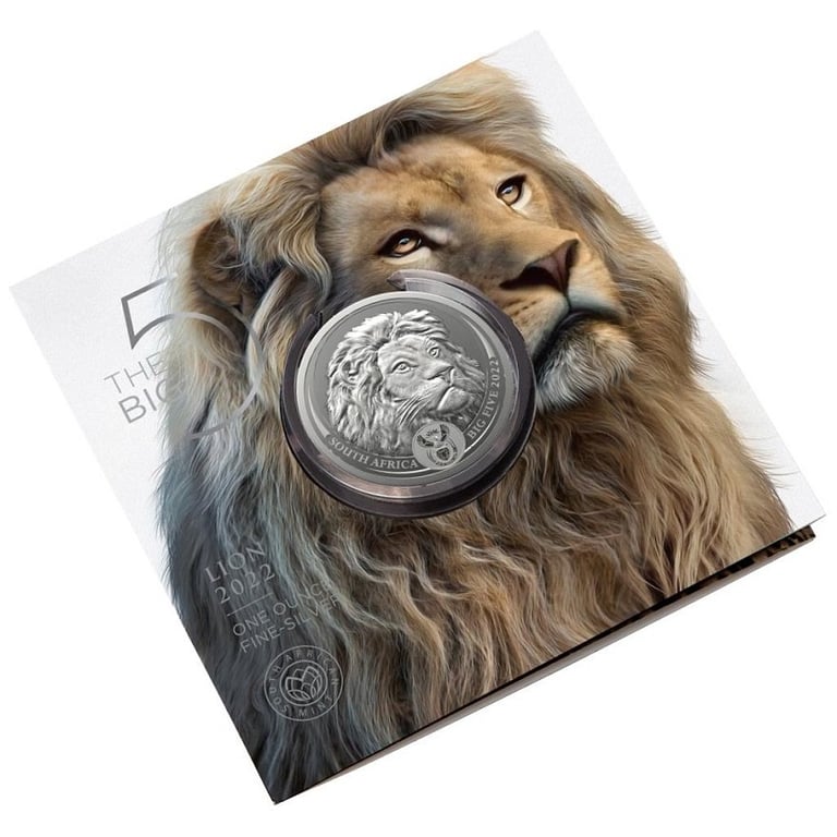 Silver Lion 1 oz - Big Five Series II - 2022 in the original coin case