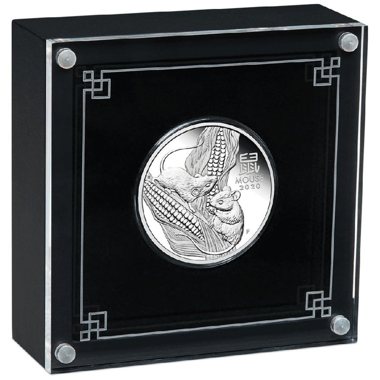 Silver Lunar III 1 oz Mouse PF - Perth Mint 2020 in the original coin case