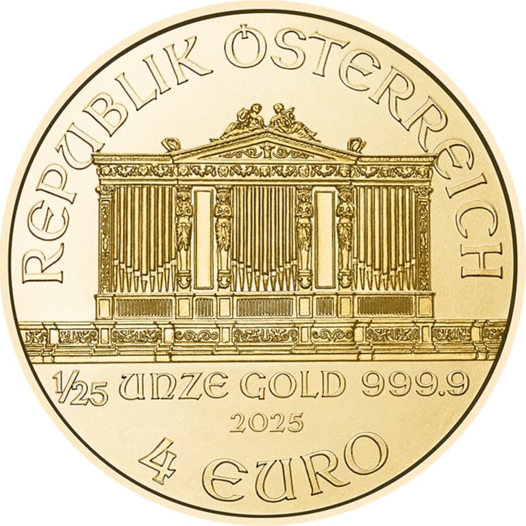 Back of the Gold Philharmonic 1/25 oz - 2025