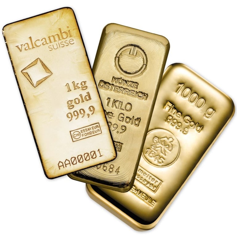 Front of the Gold bar 1000 g various manufacturer