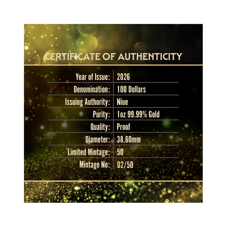 COA of Gold Forest Fairies 1 oz Proof – 2026