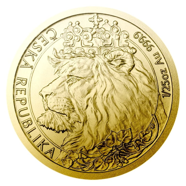 Front of the Gold Czech Lion 1/25 oz - 2021