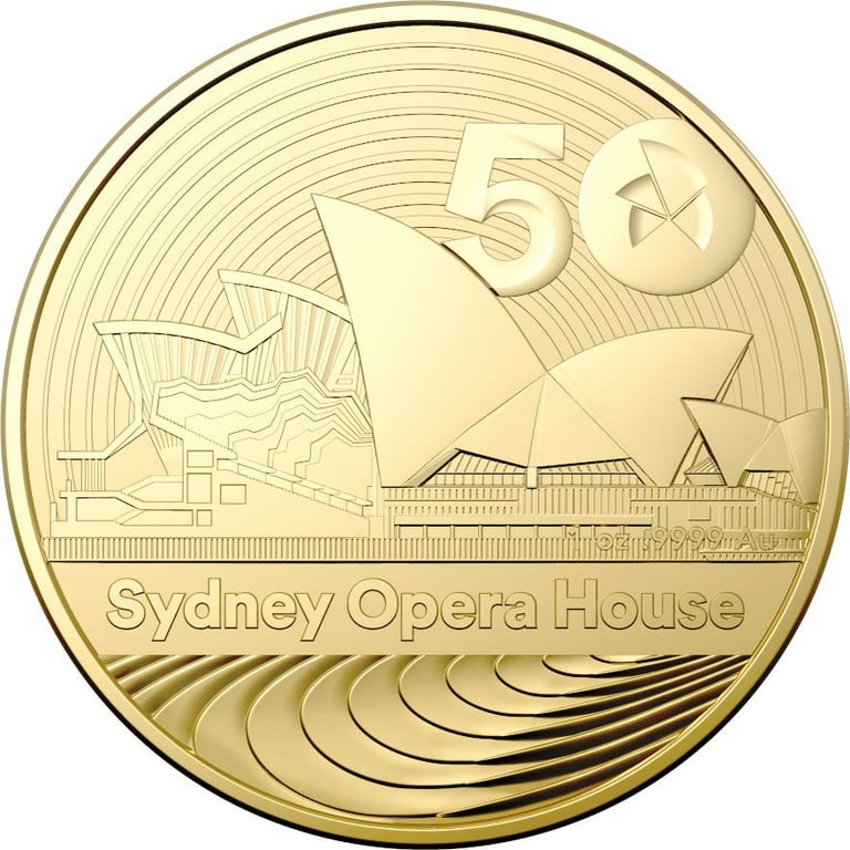 Front of the Gold Sydney Opera House 1 oz - 50th Anniversary