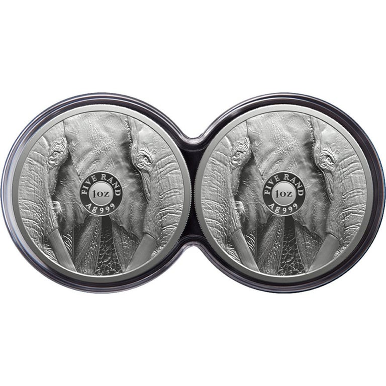 Back of the Silver Elephant Big Five Series III - 2 x 1 oz PF set double capsule