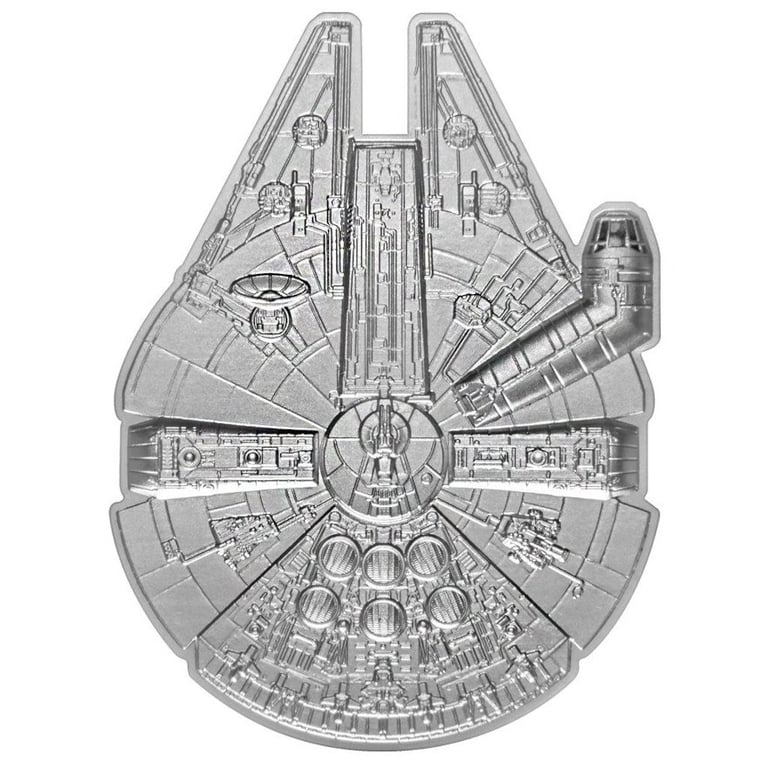 Front of the Silver STAR WARS 3 oz - Millennium Falcon - Proof 2022