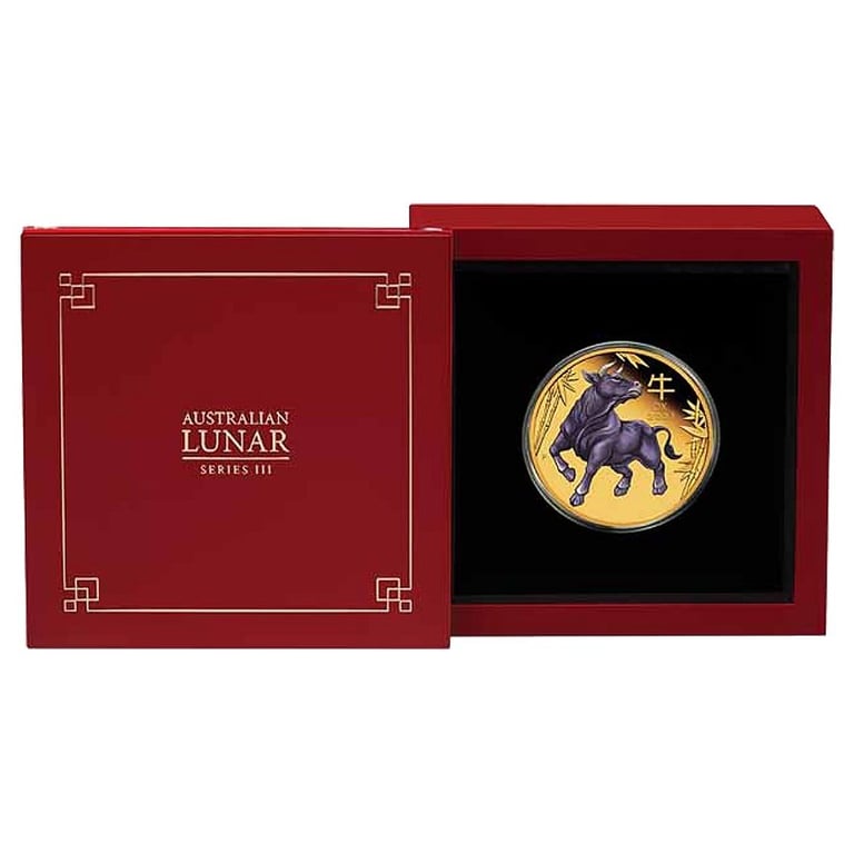 Gold Lunar III - 1 oz Ox PF - colored in the original coin case