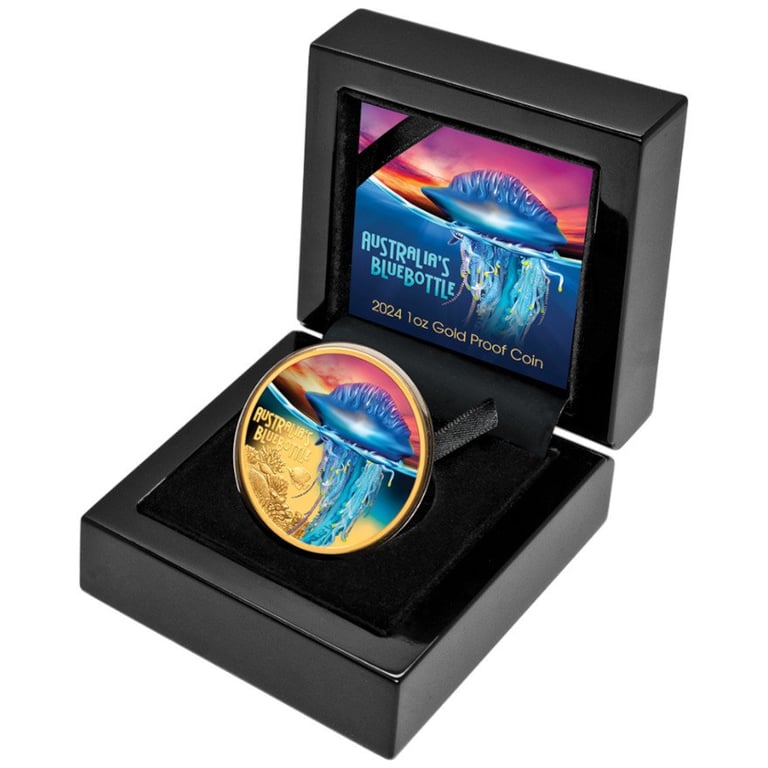 Gold Deadly & Dangerous 1 oz PF - Portuguese Galley 2024 in the original coin case