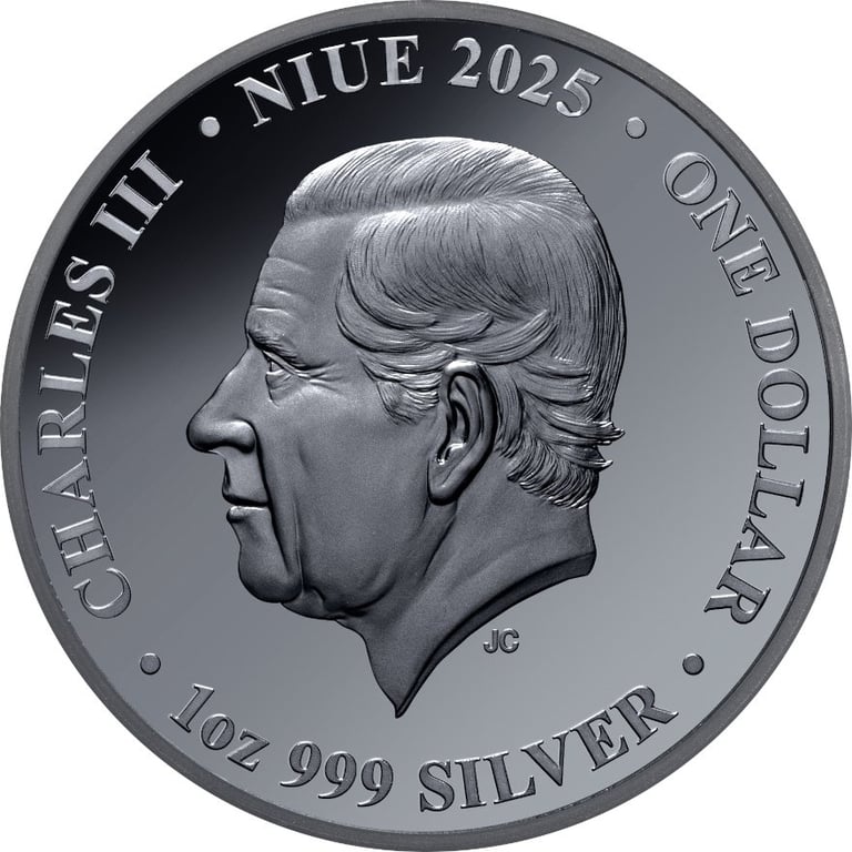 Back of the Silver Bottlenose Dolphin 1 oz Black Proof - 2025