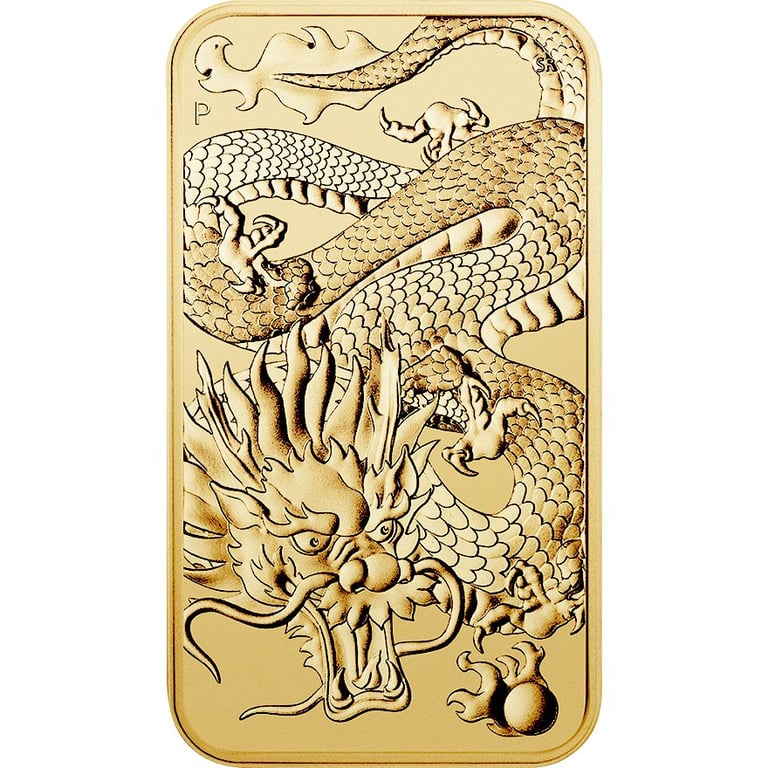 Front of the Gold Dragon Rectangle 1 oz - 2022