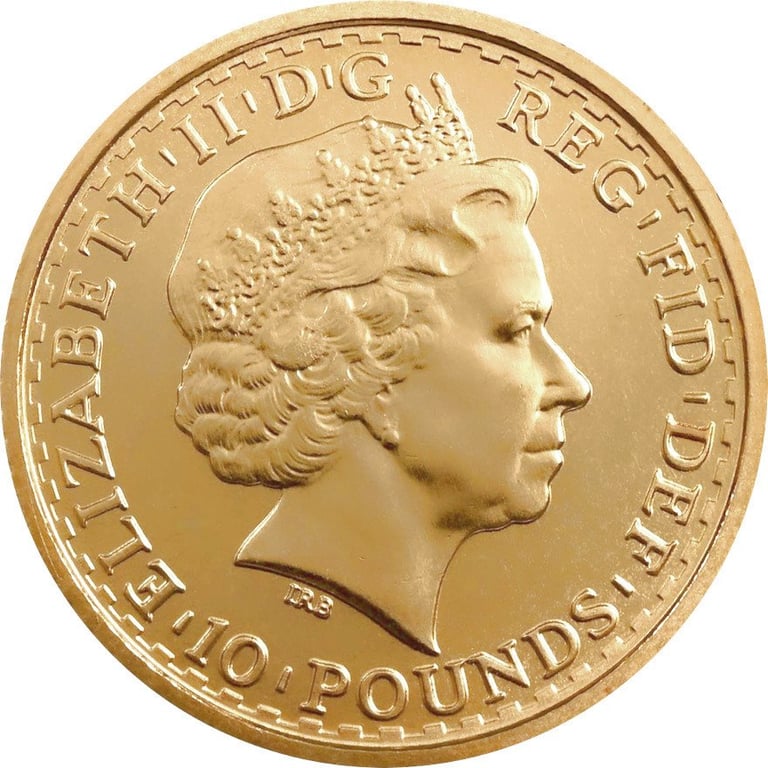 Back of the Gold Britannia 1/10 oz (22 carats)