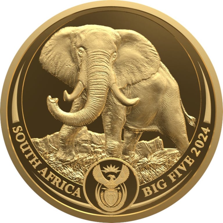 Front of the Gold Elephant 1/4 oz PF - Big Five Series III - 2024