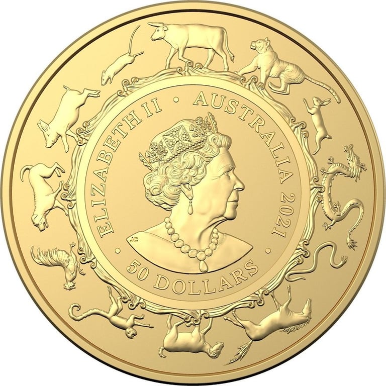Back of the Gold Lunar Ox 1/2 oz - RAM 2021